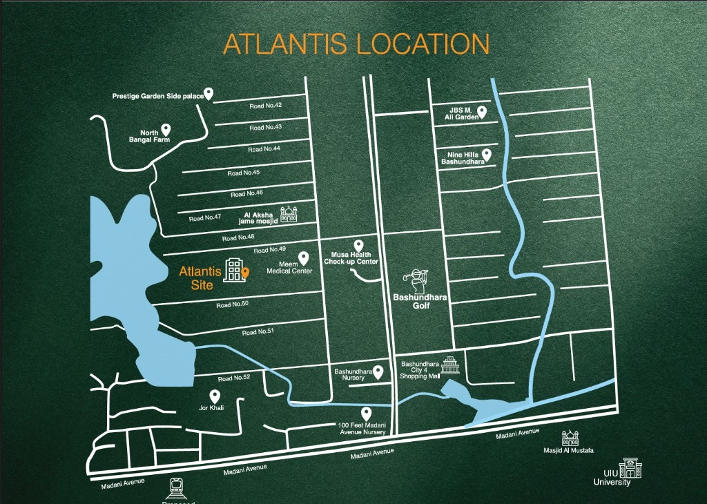 Atlantis Location Map — Road No. 49, Bashundhara, Dhaka